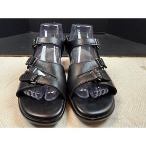 SAS Tabby Slingback Sandal Comfort Strappy Open Toe Black Leather Sz 8.5W Womens